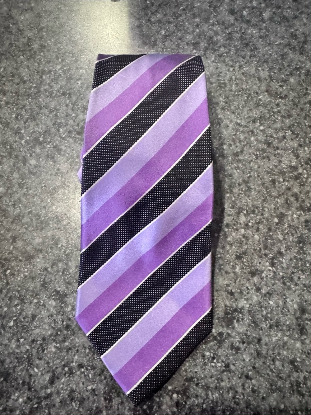 Sean John Purple and Black Striped Silk Tie